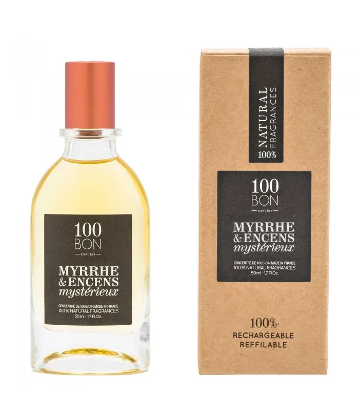 100 Bon Myrrhe & Encens Mysterieux manufacturer bottle, linked from the supplied product catalogue.