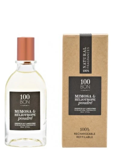 100 Bon Mimosa & Heliotrope Poudre manufacturer bottle, linked from the supplied product catalogue.