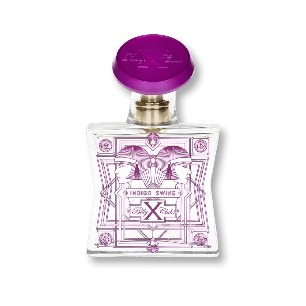 Billy X Club Indigo Swing manufacturer bottle, linked from the supplied product catalogue.