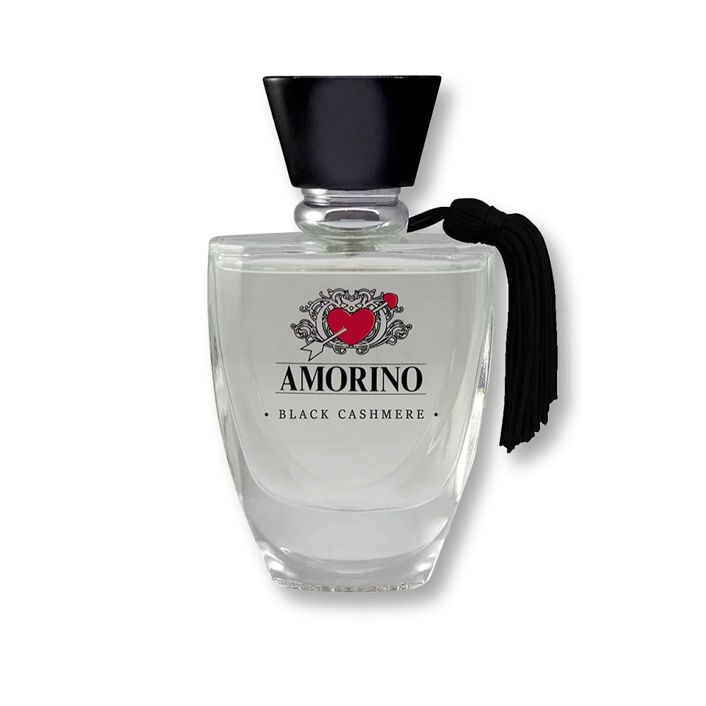 Amorino Black Cashmere manufacturer bottle, linked from the supplied product catalogue.