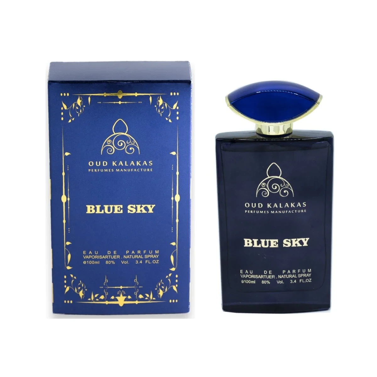 Oud Kalakas Blue Sky manufacturer bottle, linked from the supplied product catalogue.