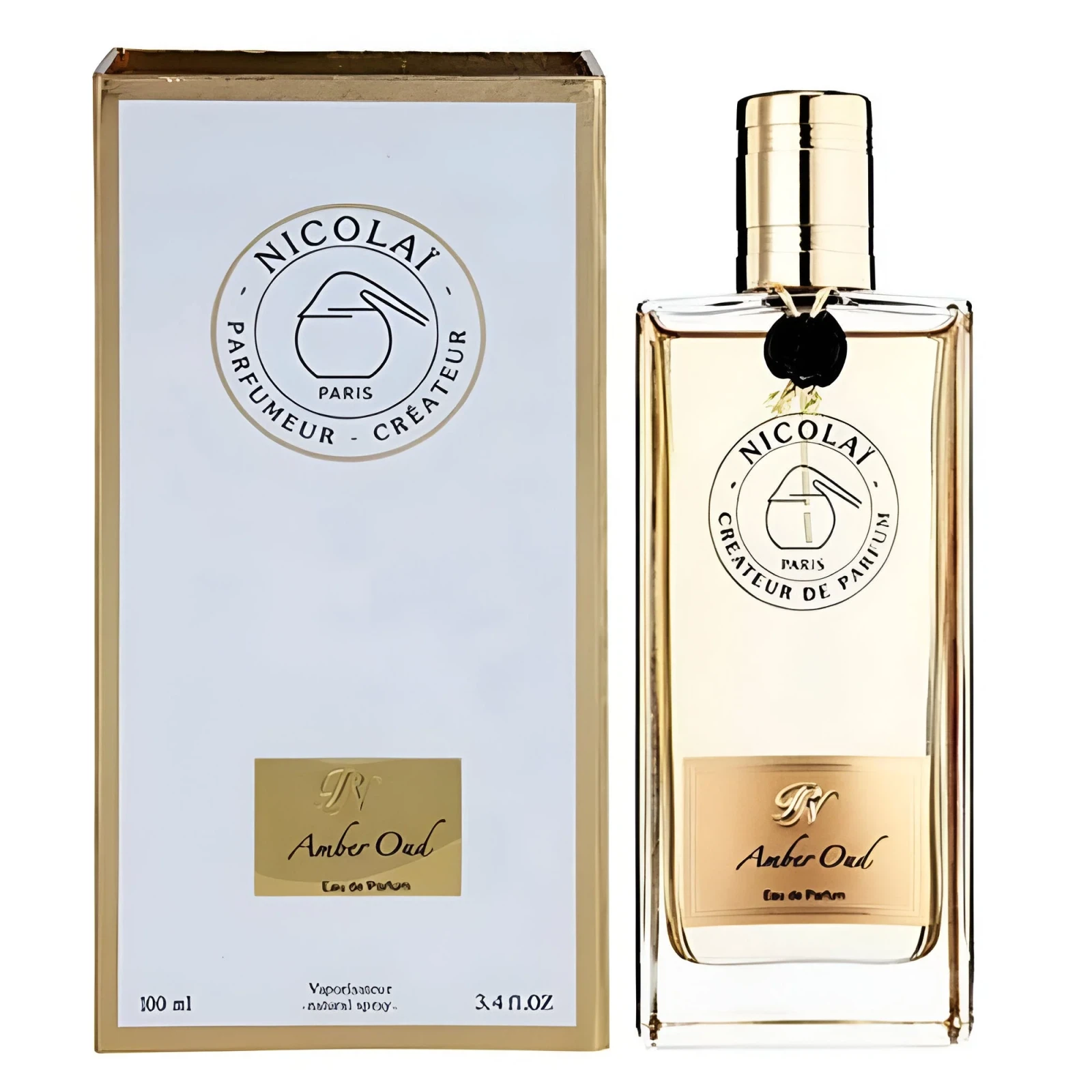 Nicolai Parfumeur Createur Amber Oud manufacturer bottle, linked from the supplied product catalogue.