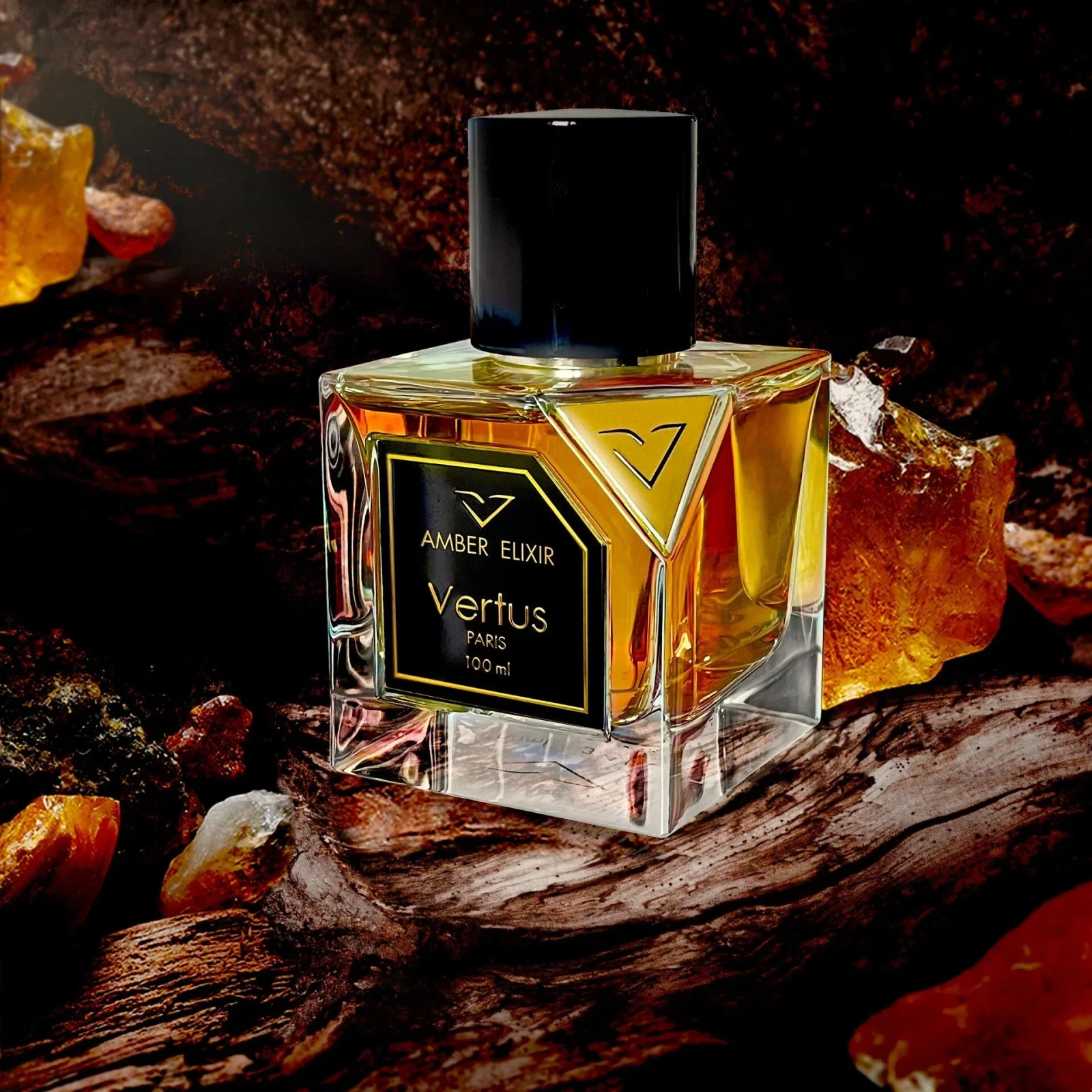 Vertus Amber Elixir manufacturer bottle, linked from the supplied product catalogue.