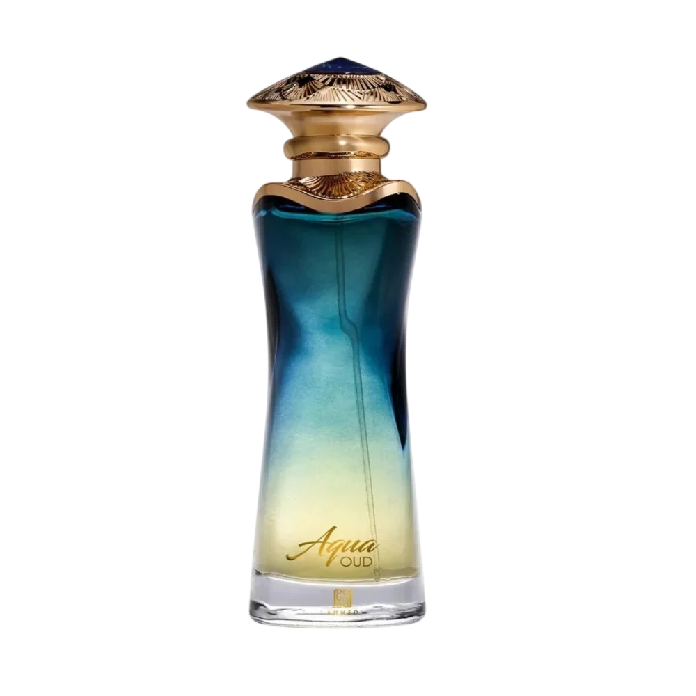 Ahmed Al Maghribi Aqua Oud manufacturer bottle, linked from the supplied product catalogue.