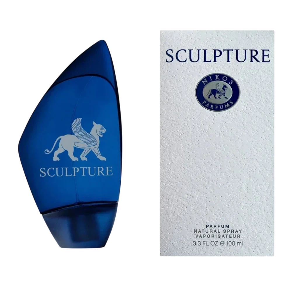 Nikos Sculpture Parfum manufacturer bottle, linked from the supplied product catalogue.