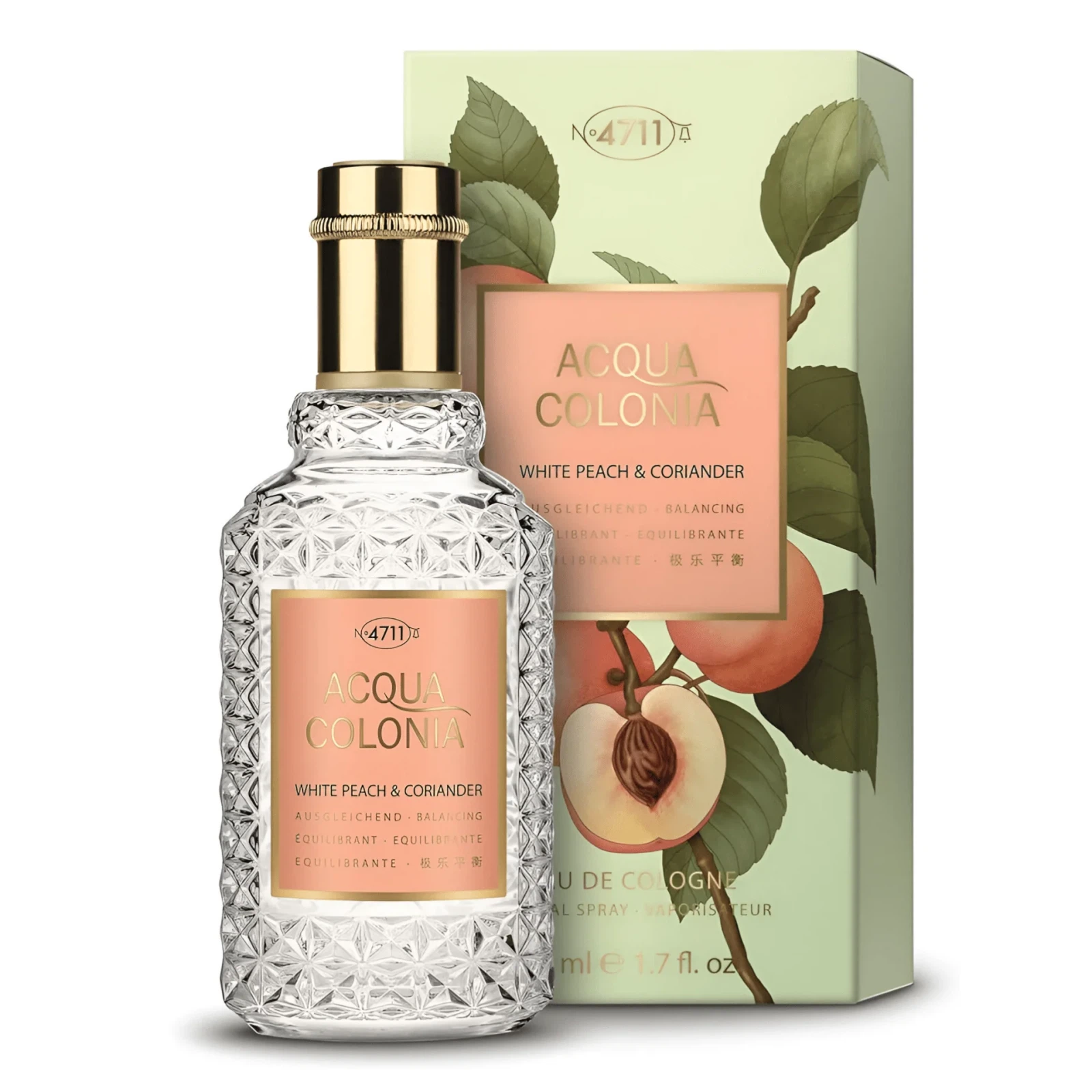No. 4711 Acqua Colonia White Peach & Coriander manufacturer bottle, linked from the supplied product catalogue.