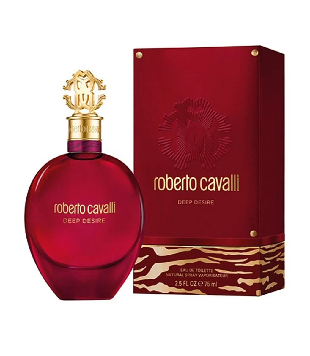Roberto Cavalli DEEP DESIRE manufacturer bottle, linked from the supplied product catalogue.
