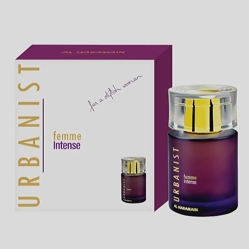 Al Haramain Urbanist Femme Intense Spray manufacturer bottle, linked from the supplied product catalogue.