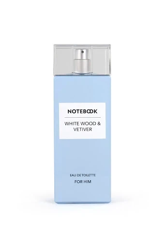 Notebook WHITE WOOD & VETIVER manufacturer bottle, linked from the supplied product catalogue.