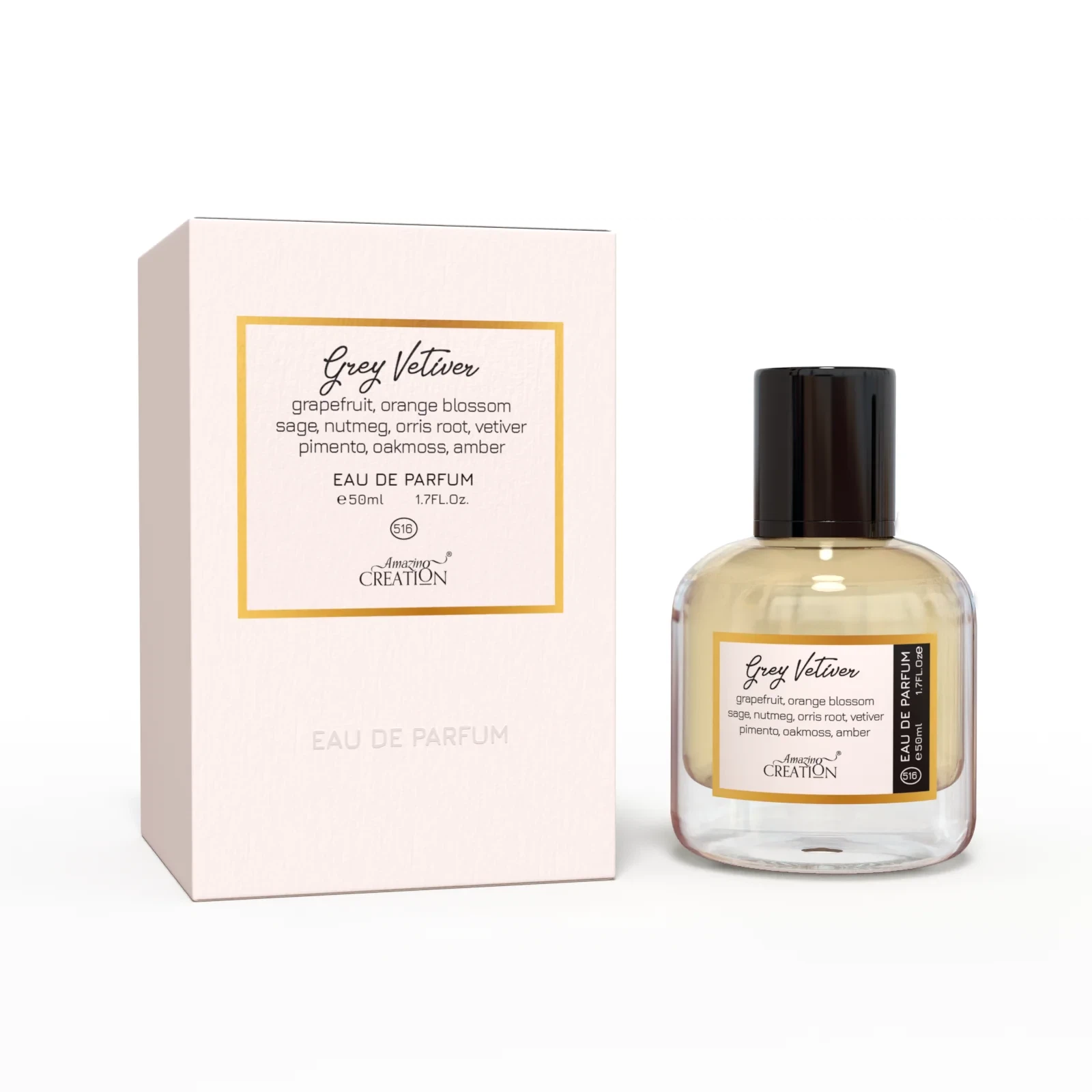 Amazing Creation Grey Vetiver PFB 516 manufacturer bottle, linked from the supplied product catalogue.