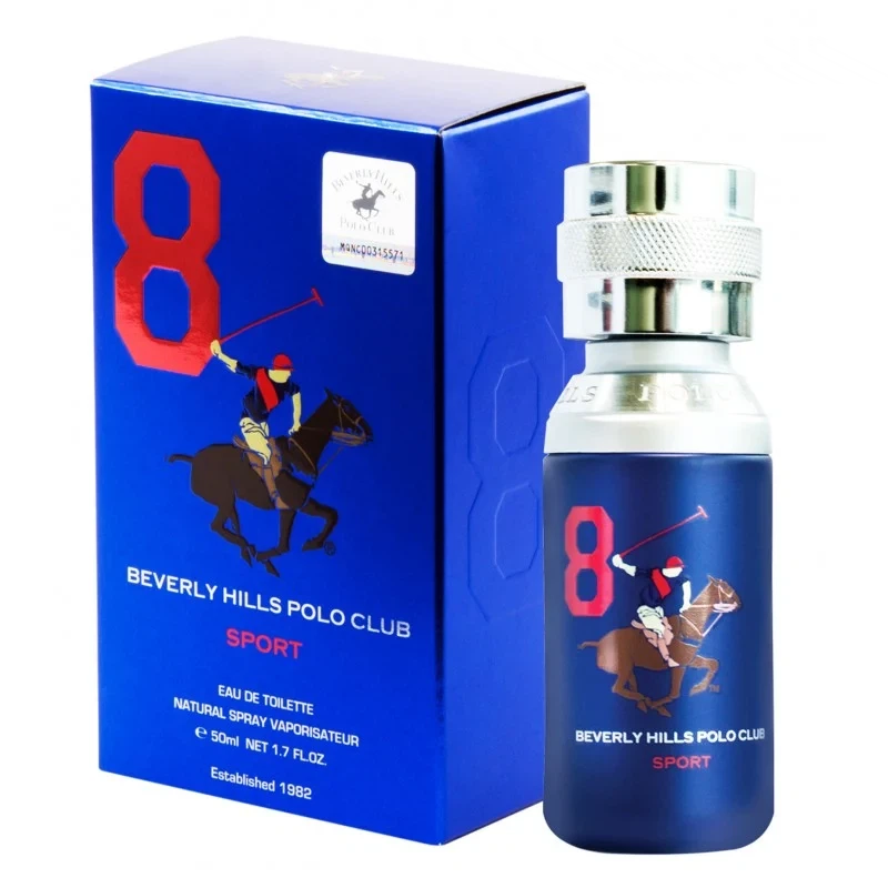 Beverly Hills Polo Club Sport Men No.08 manufacturer bottle, linked from the supplied product catalogue.