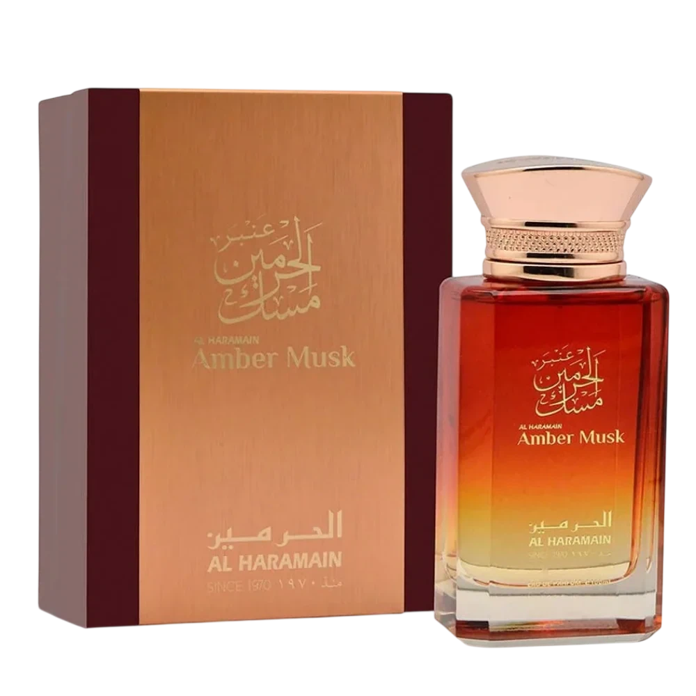 Al Haramain Amber Musk manufacturer bottle, linked from the supplied product catalogue.