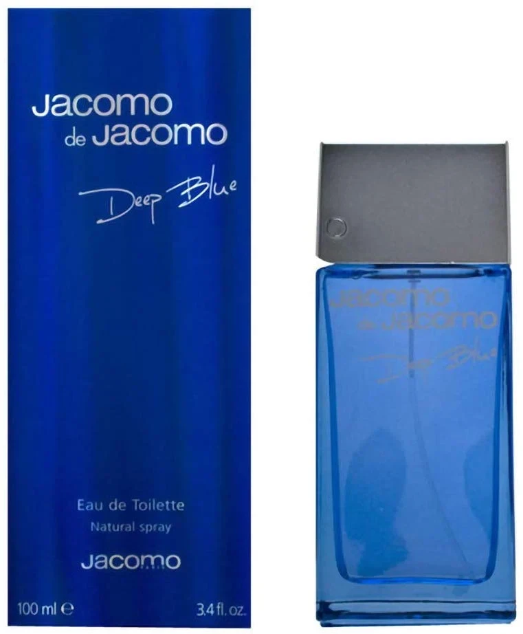 Jacomo De Deep Blue manufacturer bottle, linked from the supplied product catalogue.