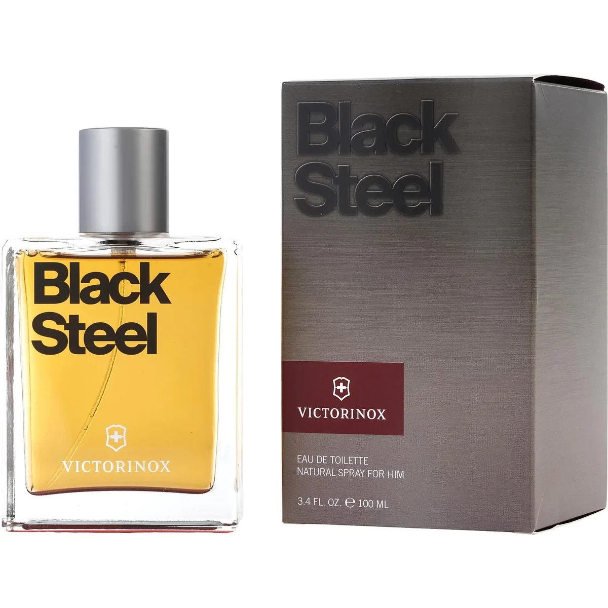 Victorinox Swiss Army Black Steel manufacturer bottle, linked from the supplied product catalogue.