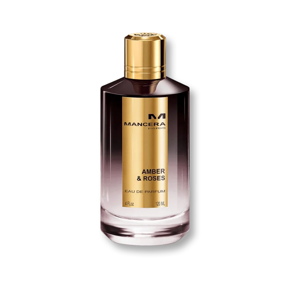Mancera Amber & Roses manufacturer bottle, linked from the supplied product catalogue.