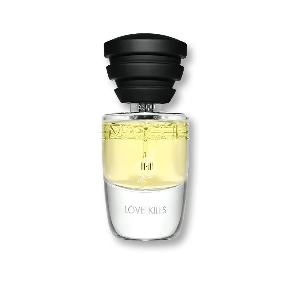 Masque Milano Act Iii Love Kills manufacturer bottle, linked from the supplied product catalogue.