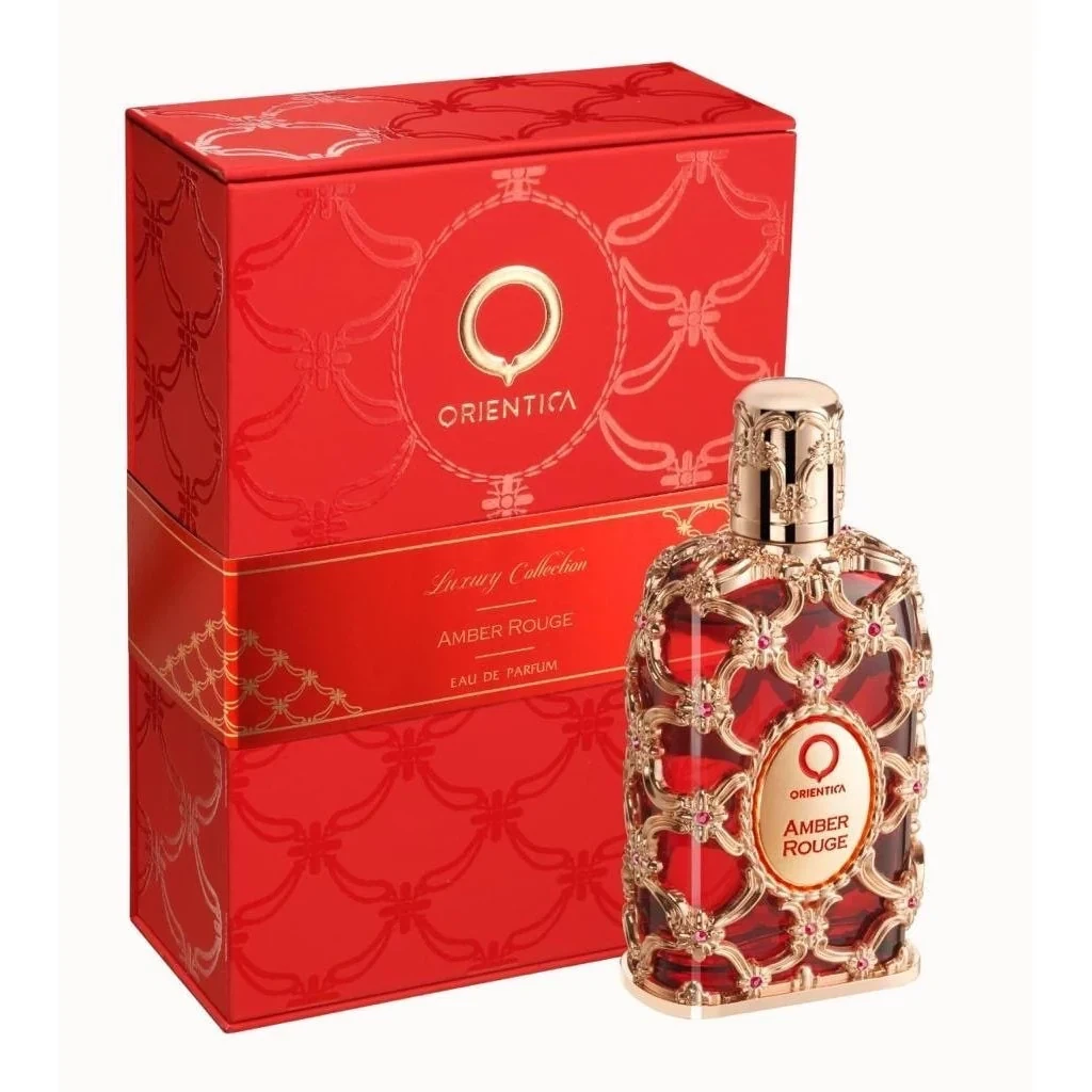 Orientica Luxury Collection Amber Rouge manufacturer bottle, linked from the supplied product catalogue.