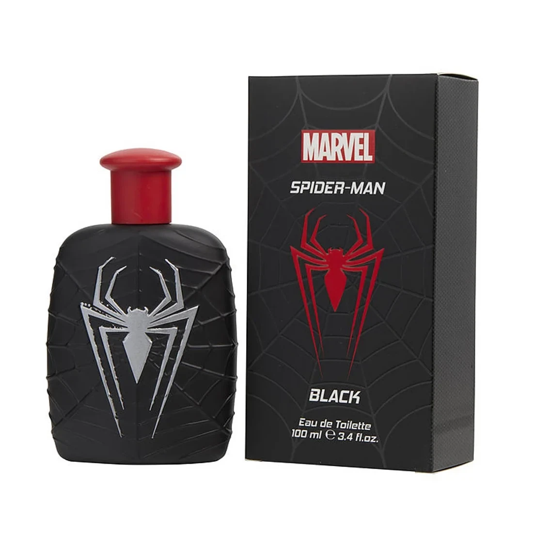 Marvel Spiderman Black manufacturer bottle, linked from the supplied product catalogue.