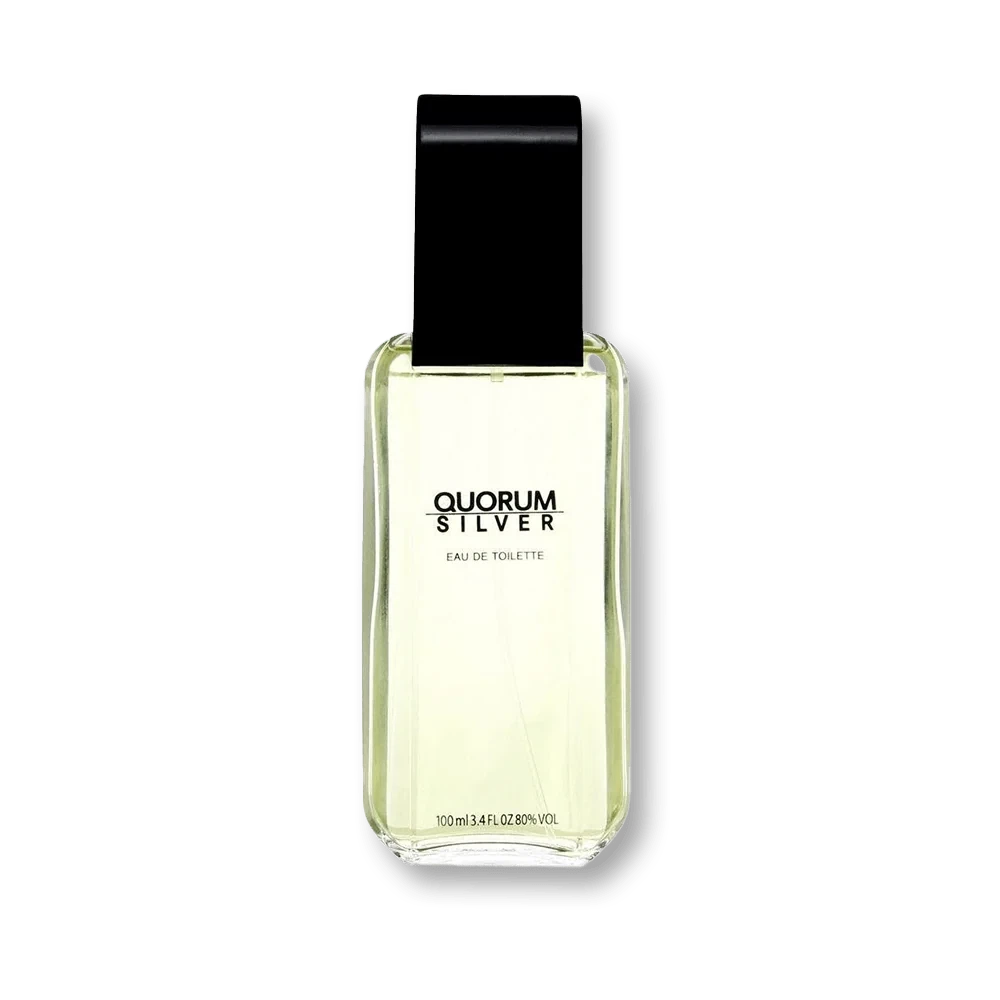 Antonio Puig Quorum Silver manufacturer bottle, linked from the supplied product catalogue.
