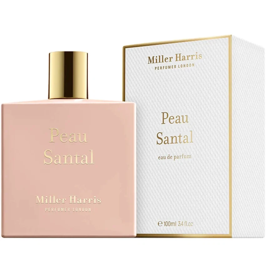 Miller Harris Peau Santal manufacturer bottle, linked from the supplied product catalogue.