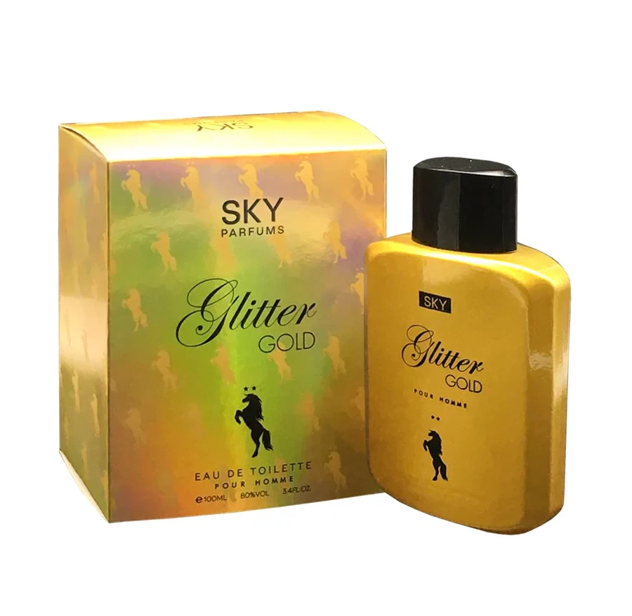 Sky Parfums Glitter Gold Pour Homme manufacturer bottle, linked from the supplied product catalogue.