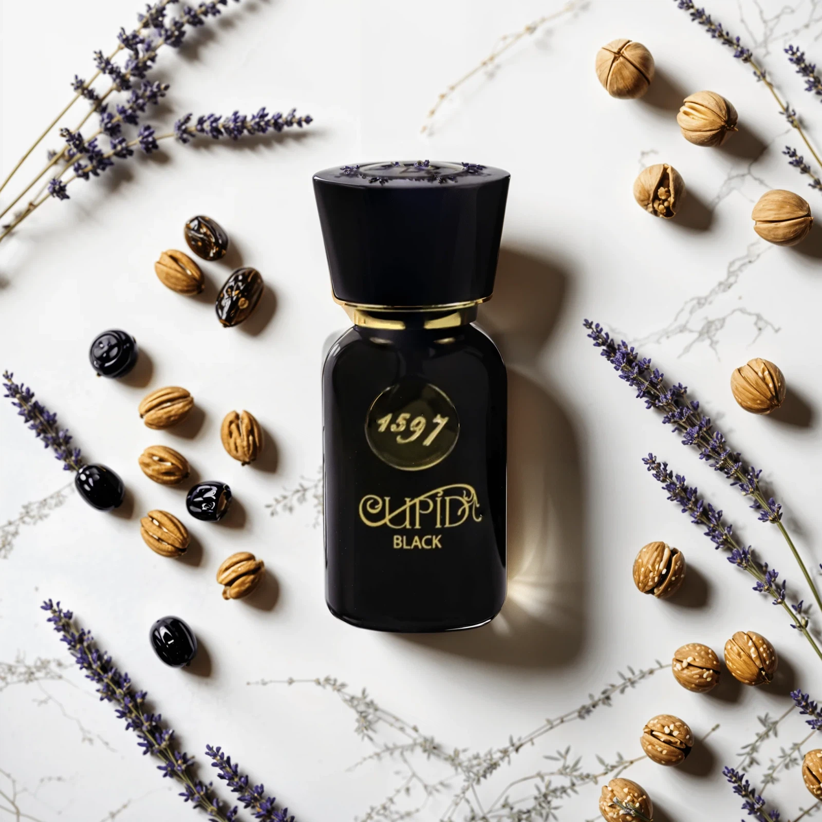 Cupid Medieval Collection Black 1597 Parfum manufacturer bottle, linked from the supplied product catalogue.