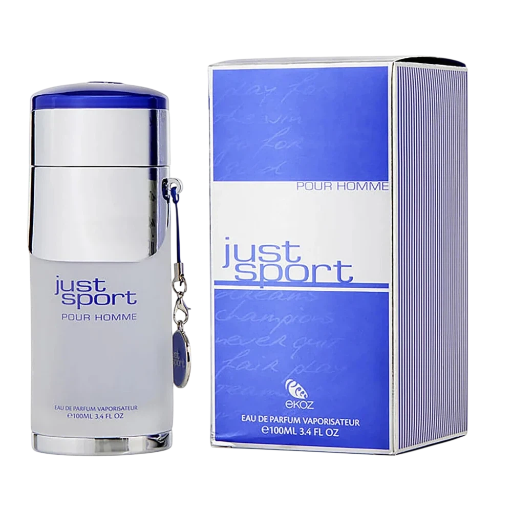 Ekoz Just Sport Pour Homme manufacturer bottle, linked from the supplied product catalogue.