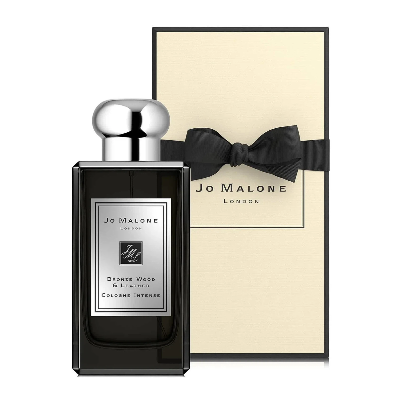 Jo Malone Bronze Wood & Leather Intense manufacturer bottle, linked from the supplied product catalogue.