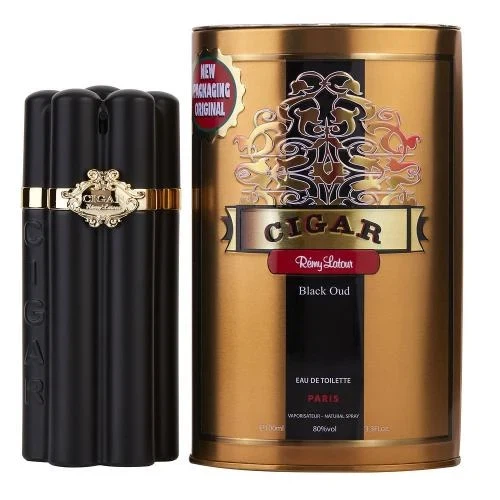 Remy Latour CIGAR BLACK OUD SPRAY manufacturer bottle, linked from the supplied product catalogue.