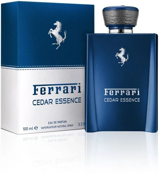 Ferrari Cedar Essence manufacturer bottle, linked from the supplied product catalogue.