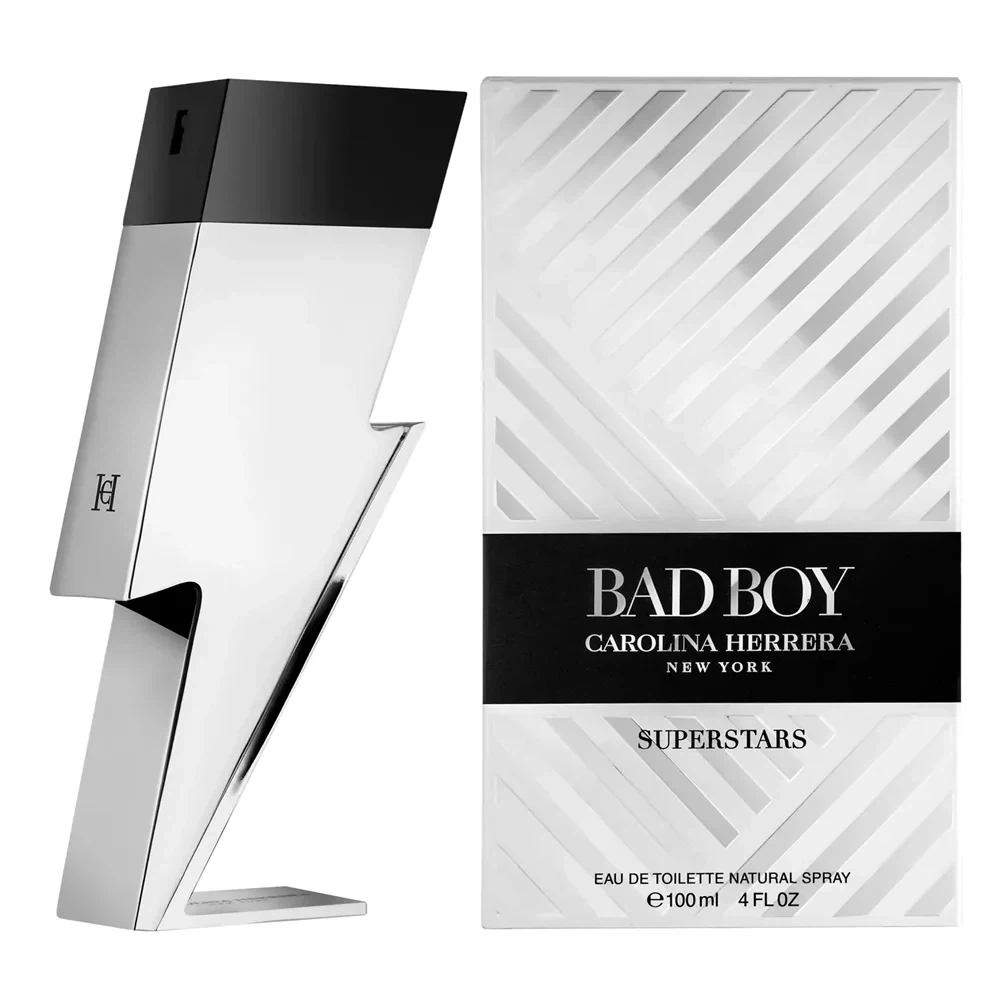 Carolina Herrera Bad Boy Superstars manufacturer bottle, linked from the supplied product catalogue.