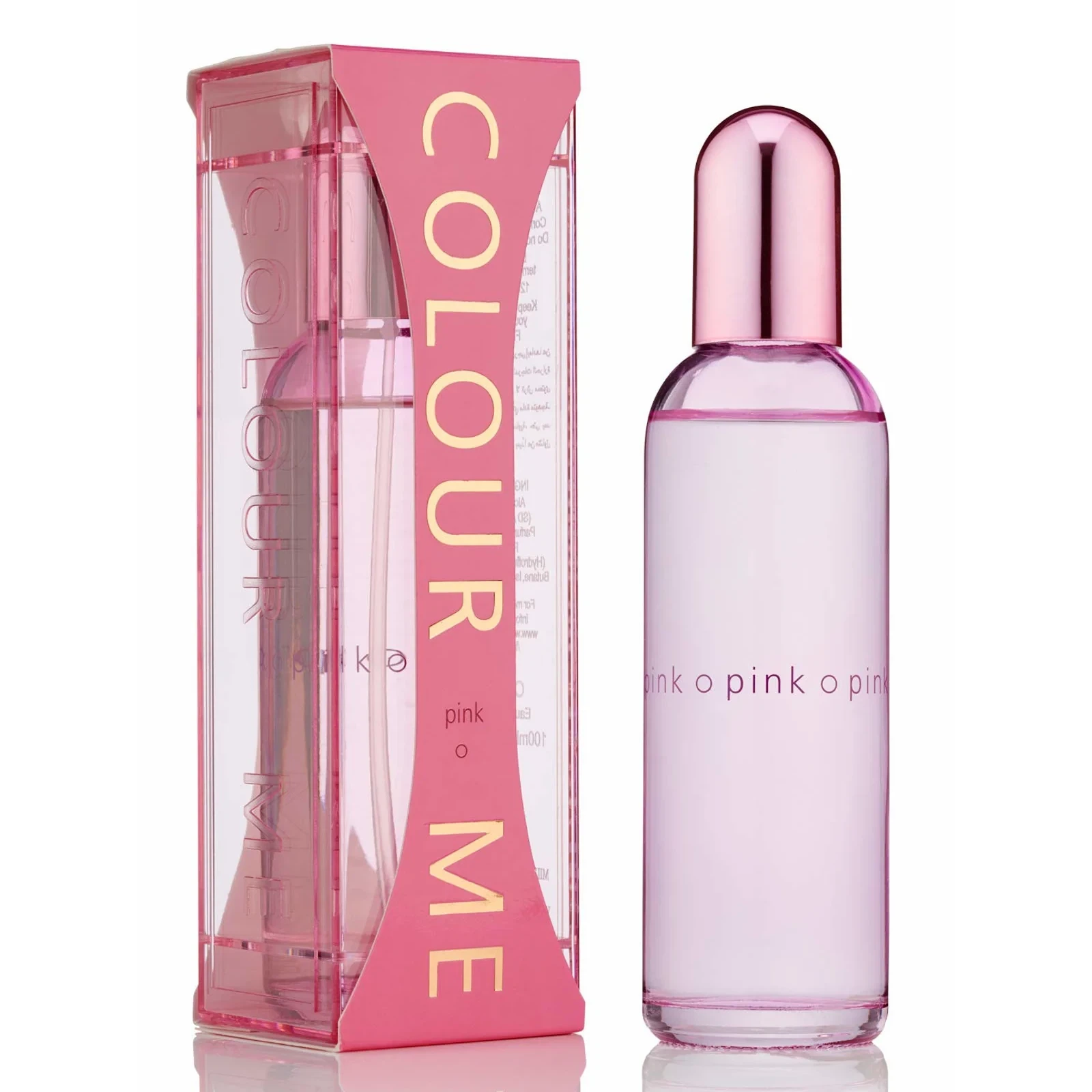 Milton-Lloyd Colour Me Pink manufacturer bottle, linked from the supplied product catalogue.