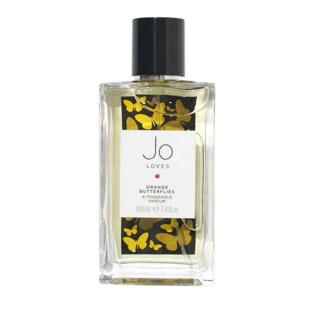 Jo Loves Orange Butterflies Parfum Floral manufacturer bottle, linked from the supplied product catalogue.