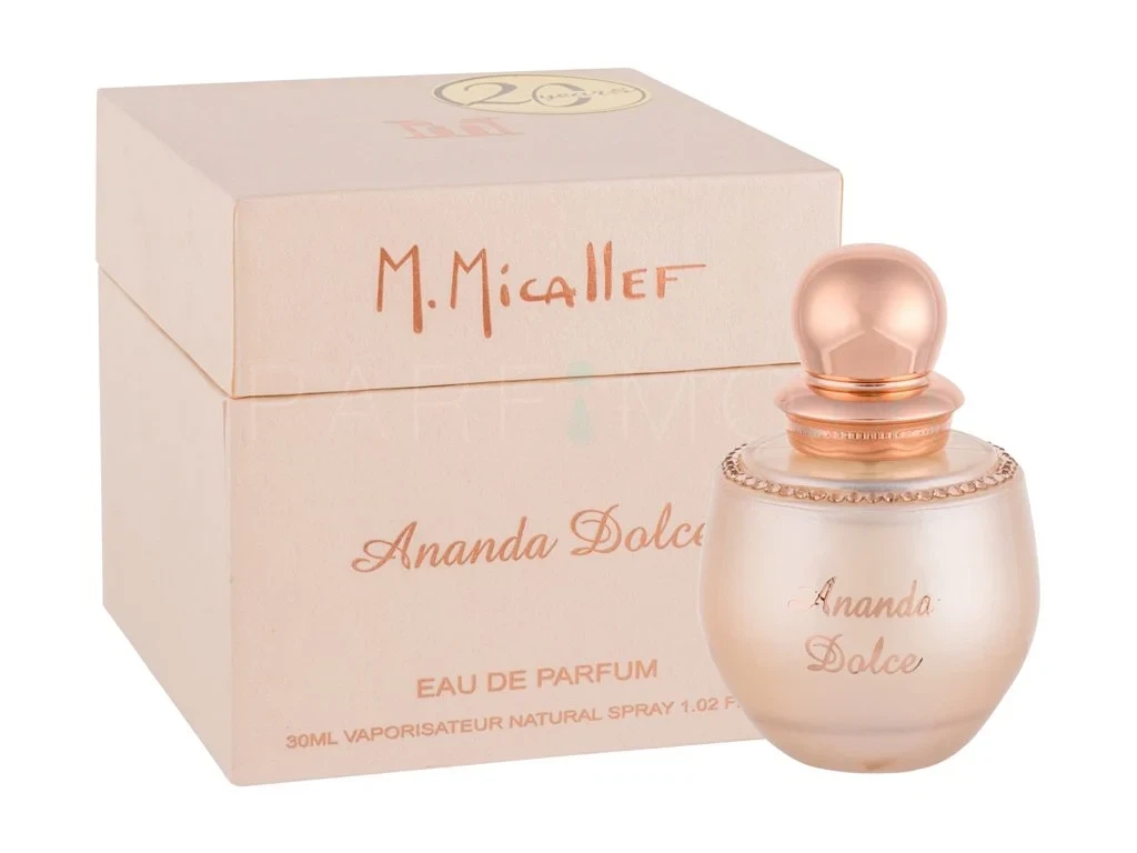 M. Micallef ANANDA DOLCE manufacturer bottle, linked from the supplied product catalogue.