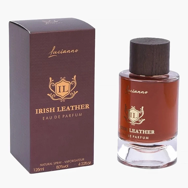 Lucianno Irish Leather manufacturer bottle, linked from the supplied product catalogue.