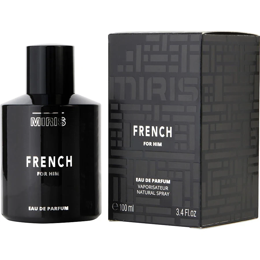 Miris French For Him manufacturer bottle, linked from the supplied product catalogue.