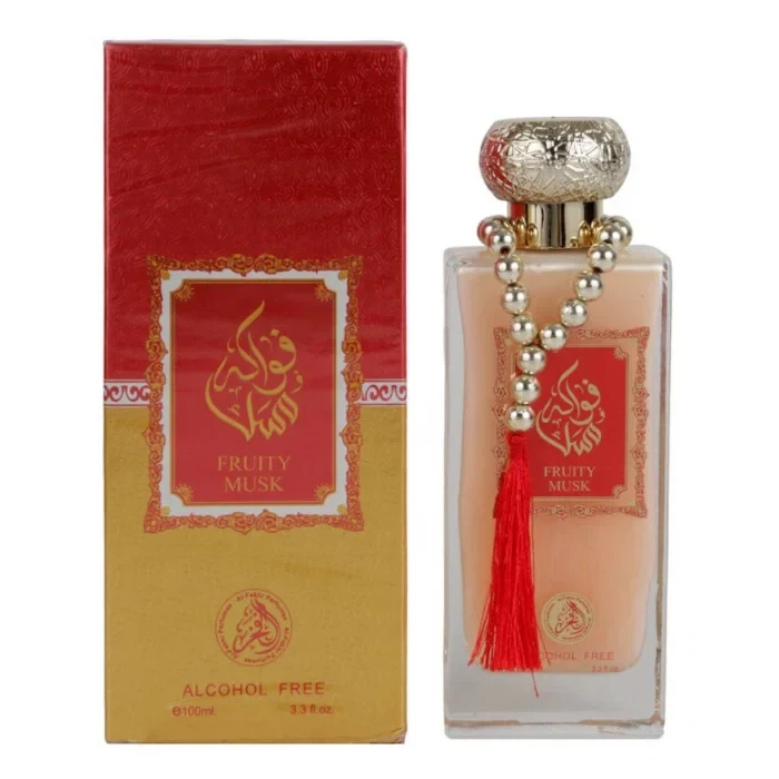 Al Fakhr Fruity Musk Red manufacturer bottle, linked from the supplied product catalogue.