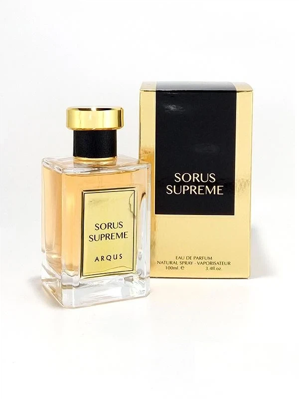 Arqus Sorus Supreme manufacturer bottle, linked from the supplied product catalogue.