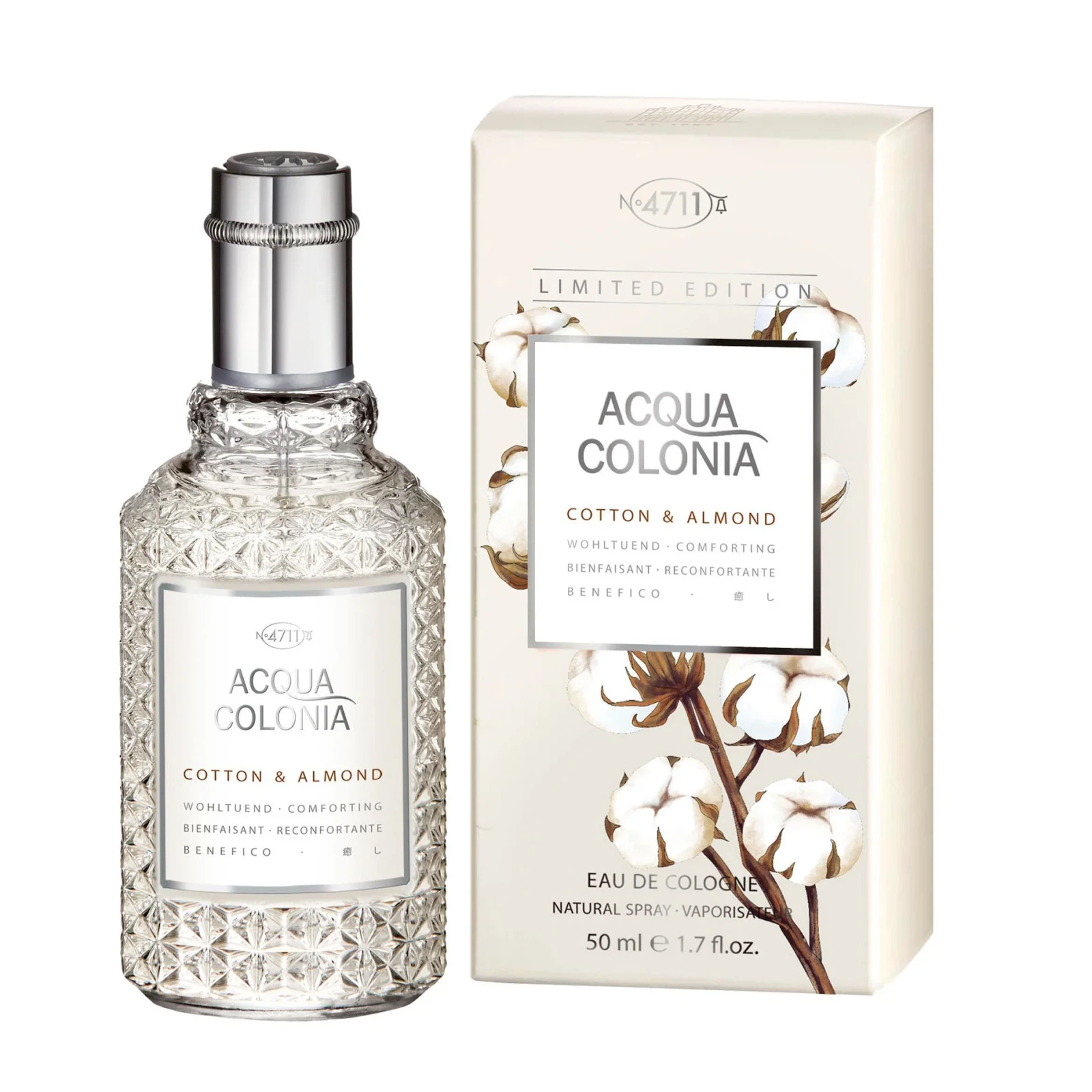 No. 4711 Acqua Colonia Cotton & Almond Limited Edition manufacturer bottle, linked from the supplied product catalogue.
