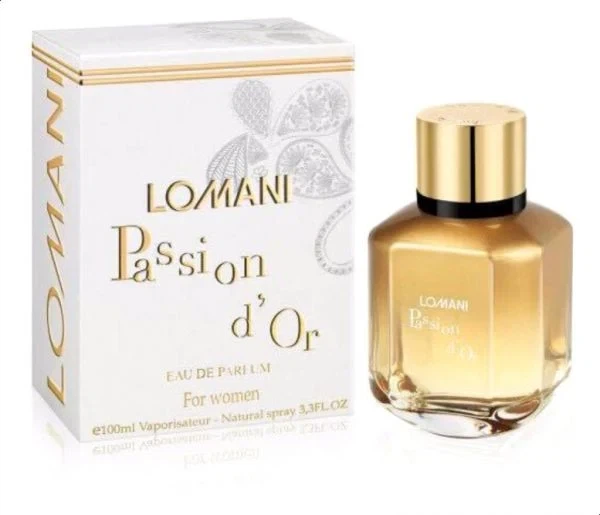 Lomani Passion manufacturer bottle, linked from the supplied product catalogue.