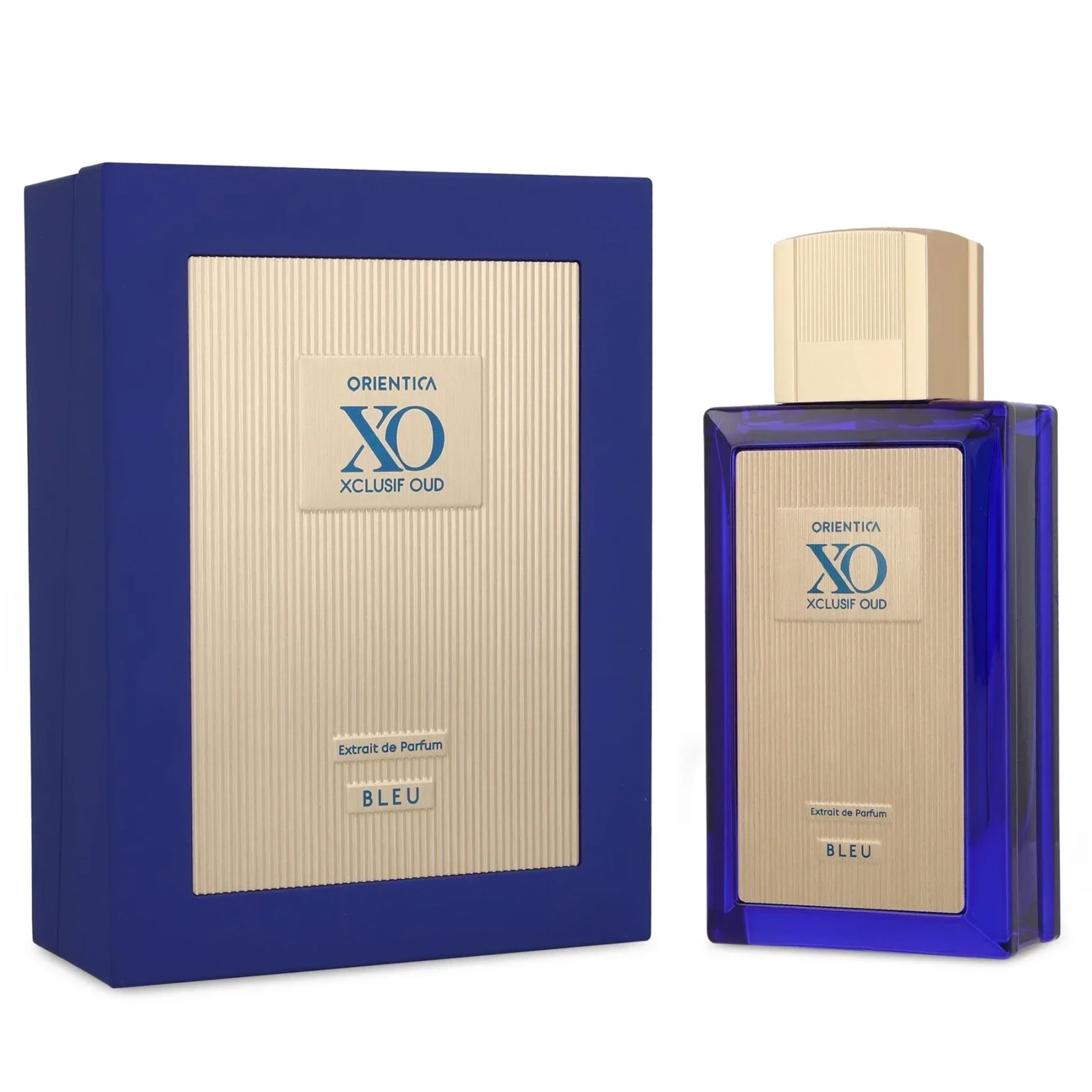 Orientica Xclusif Oud Bleu manufacturer bottle, linked from the supplied product catalogue.
