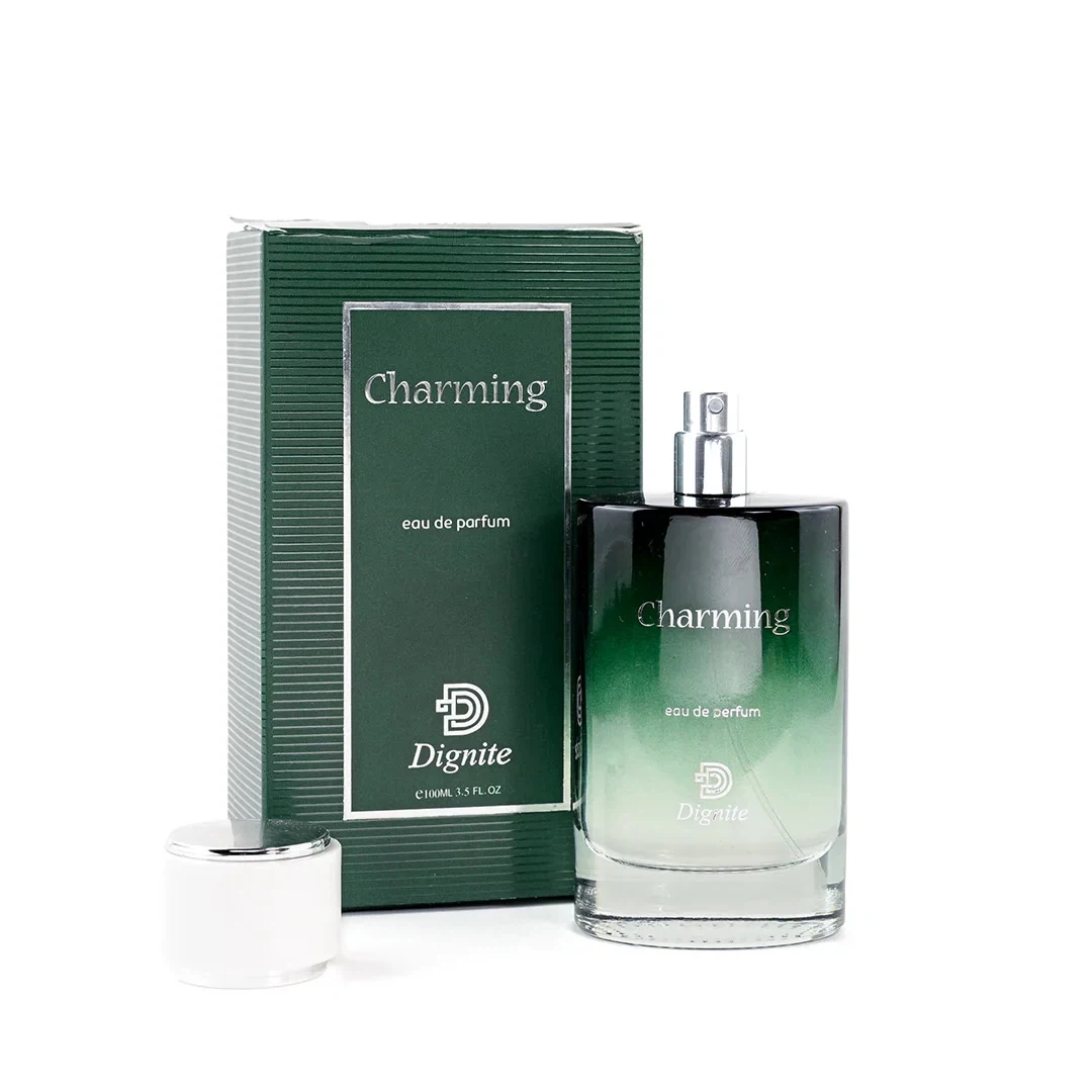Dignite Charming Spray manufacturer bottle, linked from the supplied product catalogue.