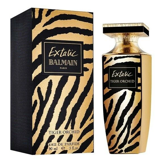 Balmain EXTATIC TIGER ORCHID manufacturer bottle, linked from the supplied product catalogue.
