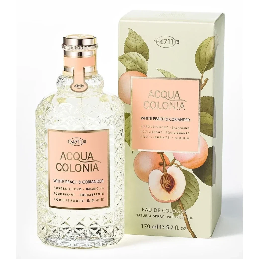 No. 4711 Acqua Colonia White Peach & Coriander manufacturer bottle, linked from the supplied product catalogue.