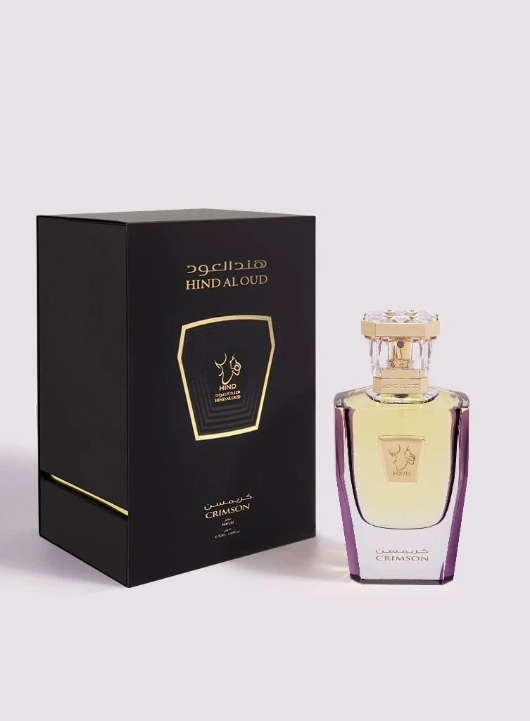 Hind Al Oud Crimson Parfum manufacturer bottle, linked from the supplied product catalogue.
