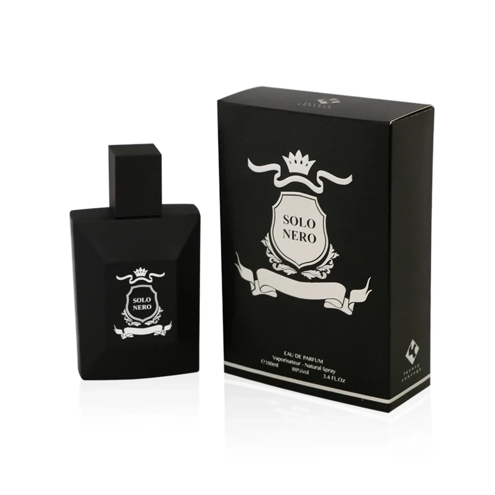 Luxury Concept Solo Nero manufacturer bottle, linked from the supplied product catalogue.