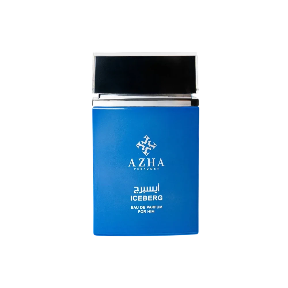 Azha Iceberg for Him Woody Aromatic manufacturer bottle, linked from the supplied product catalogue.