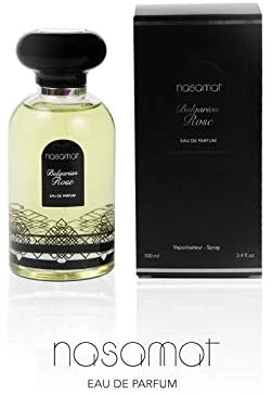 Nasamat Bulgarian Rose manufacturer bottle, linked from the supplied product catalogue.