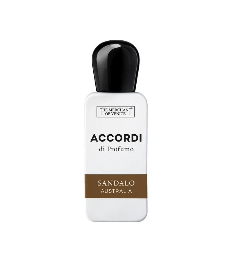 The Merchant of Venice Accordi di Profumo Sandalo Australia Woody manufacturer bottle, linked from the supplied product catalogue.