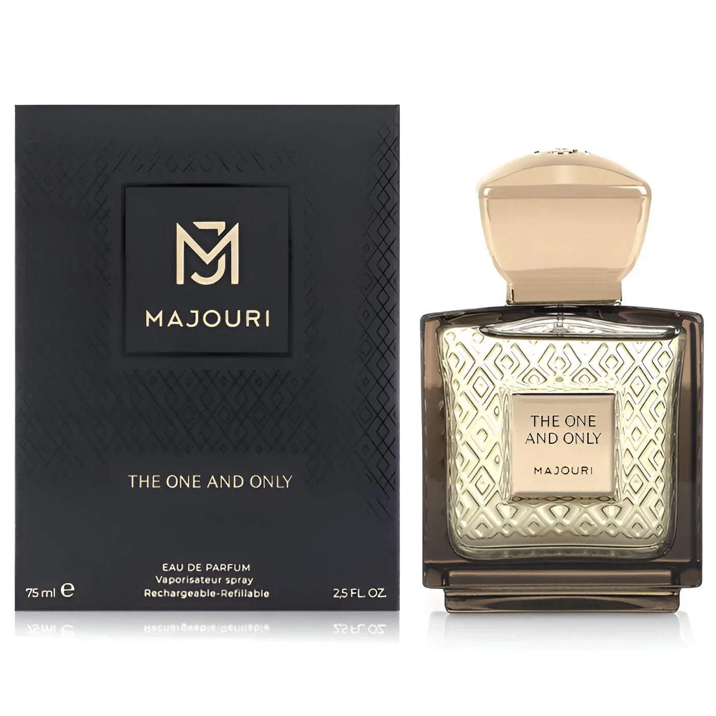 Majouri The One And Only Woody Refillable manufacturer bottle, linked from the supplied product catalogue.